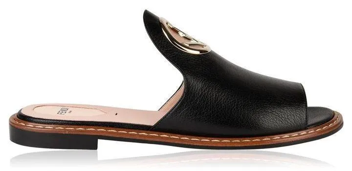 F Logo Mules, Light Brown or Black