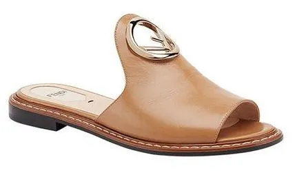 F Logo Mules, Light Brown or Black