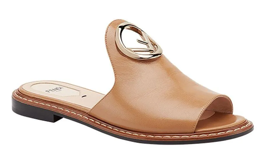 F Logo Mules, Light Brown or Black