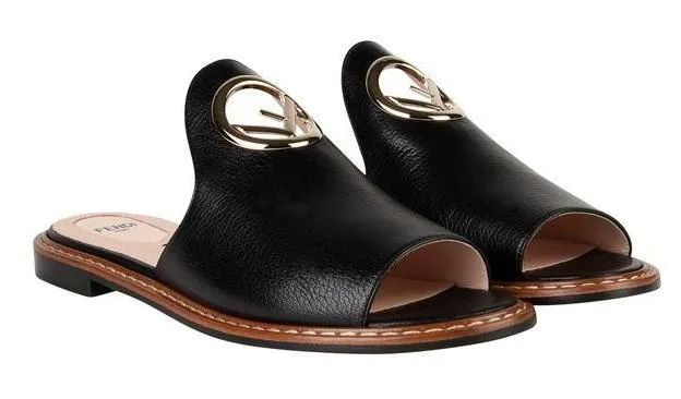 F Logo Mules, Light Brown or Black