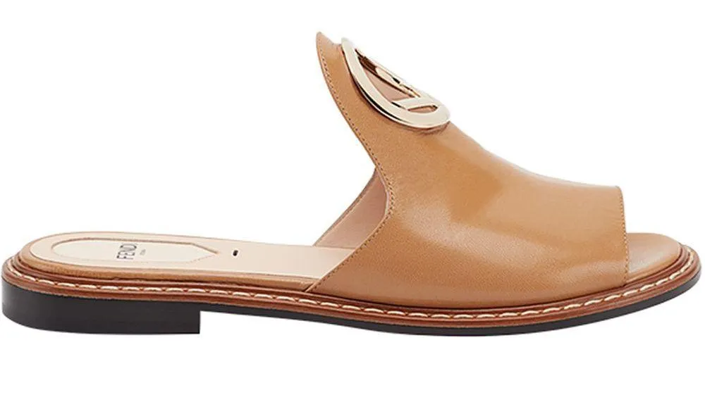 F Logo Mules, Light Brown or Black