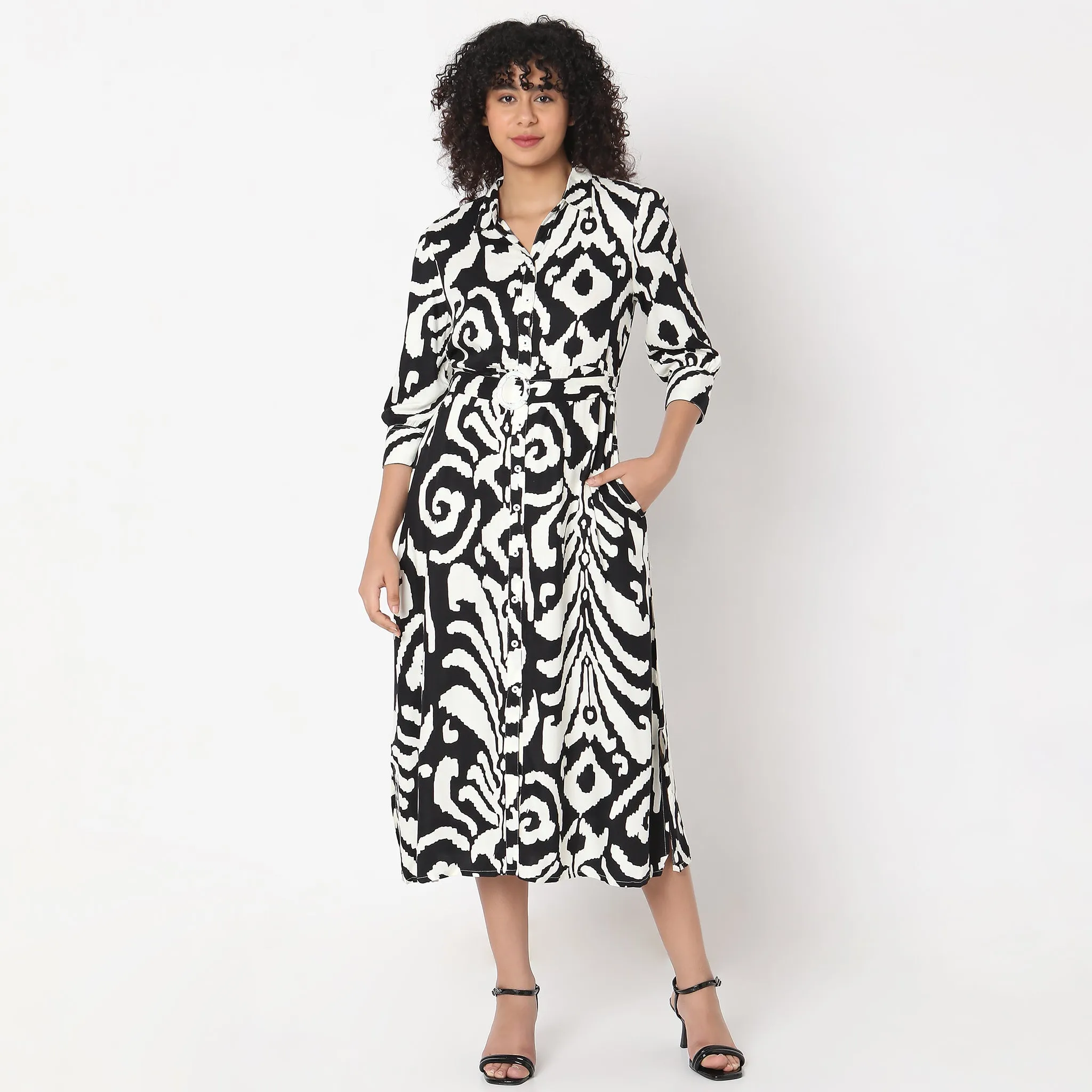 Flare Fit Abstract Dress