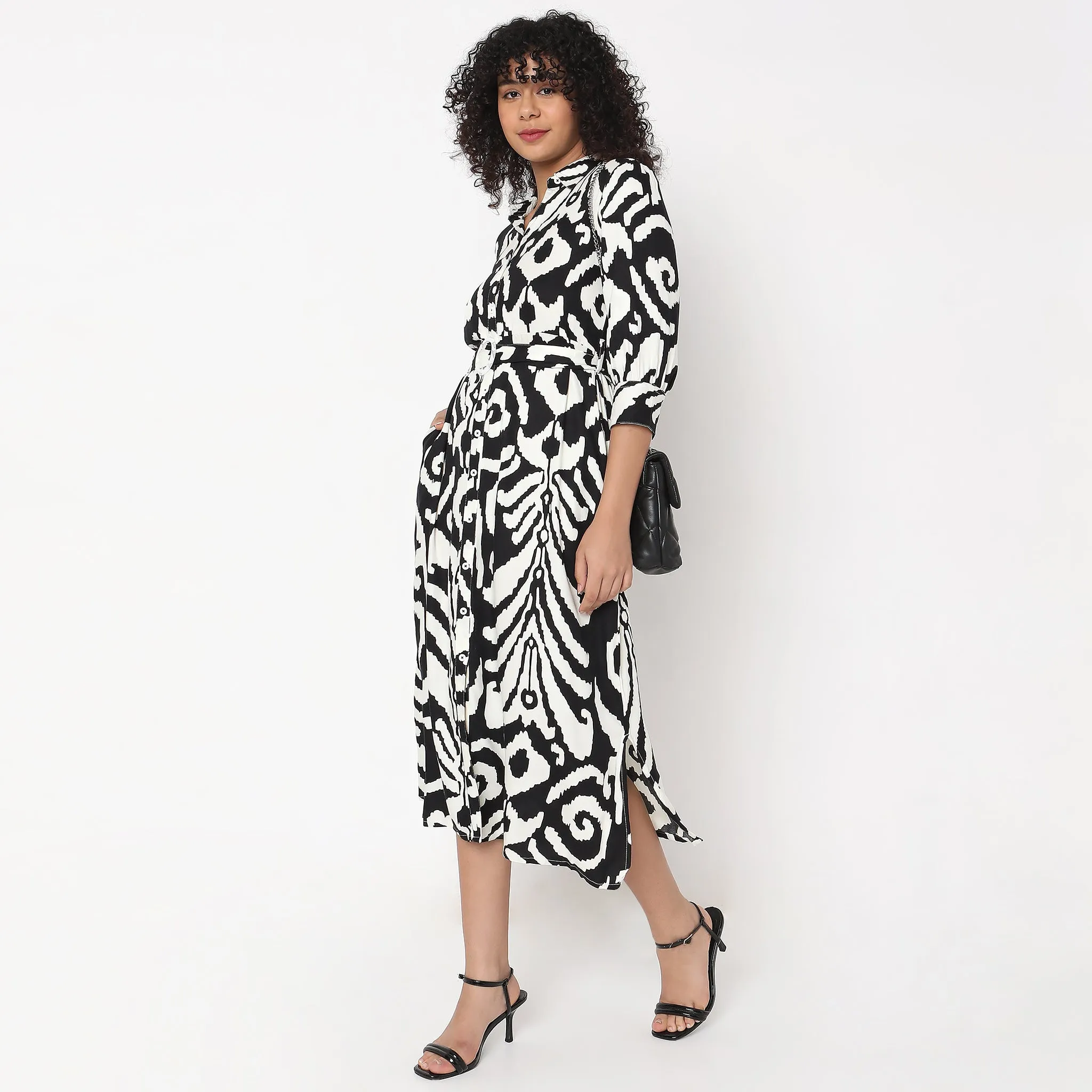 Flare Fit Abstract Dress