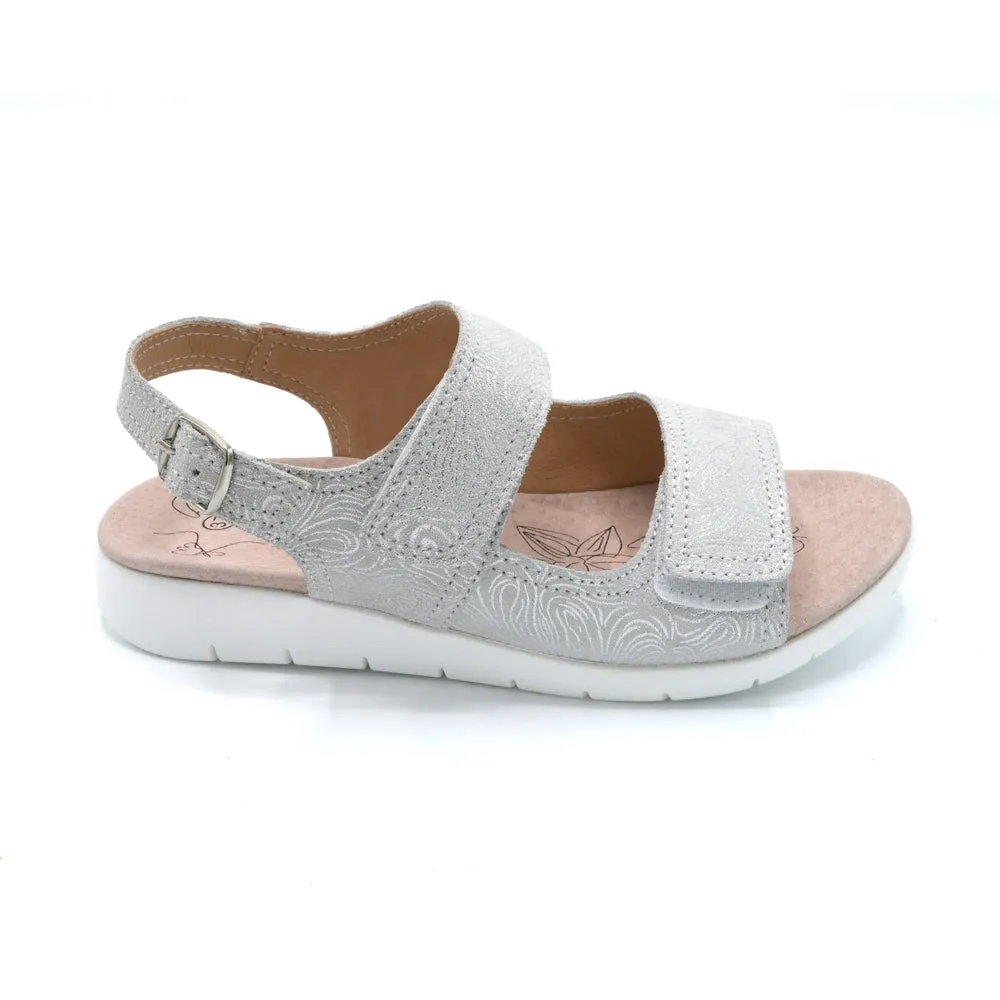 Fleet & Foster Begonia - Ladies Wide Fit Summer Sandal - 2V (2E-4E) Fitting - Silver