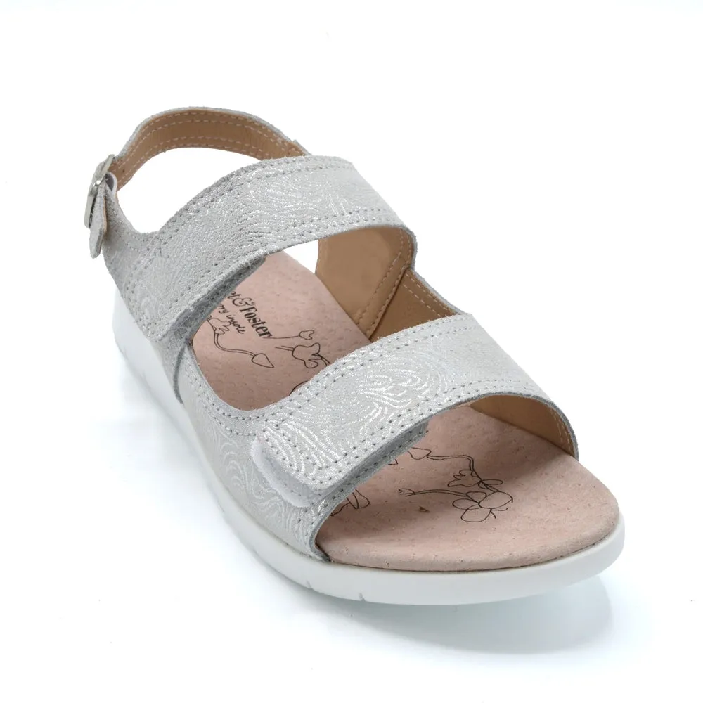 Fleet & Foster Begonia - Ladies Wide Fit Summer Sandal - 2V (2E-4E) Fitting - Silver