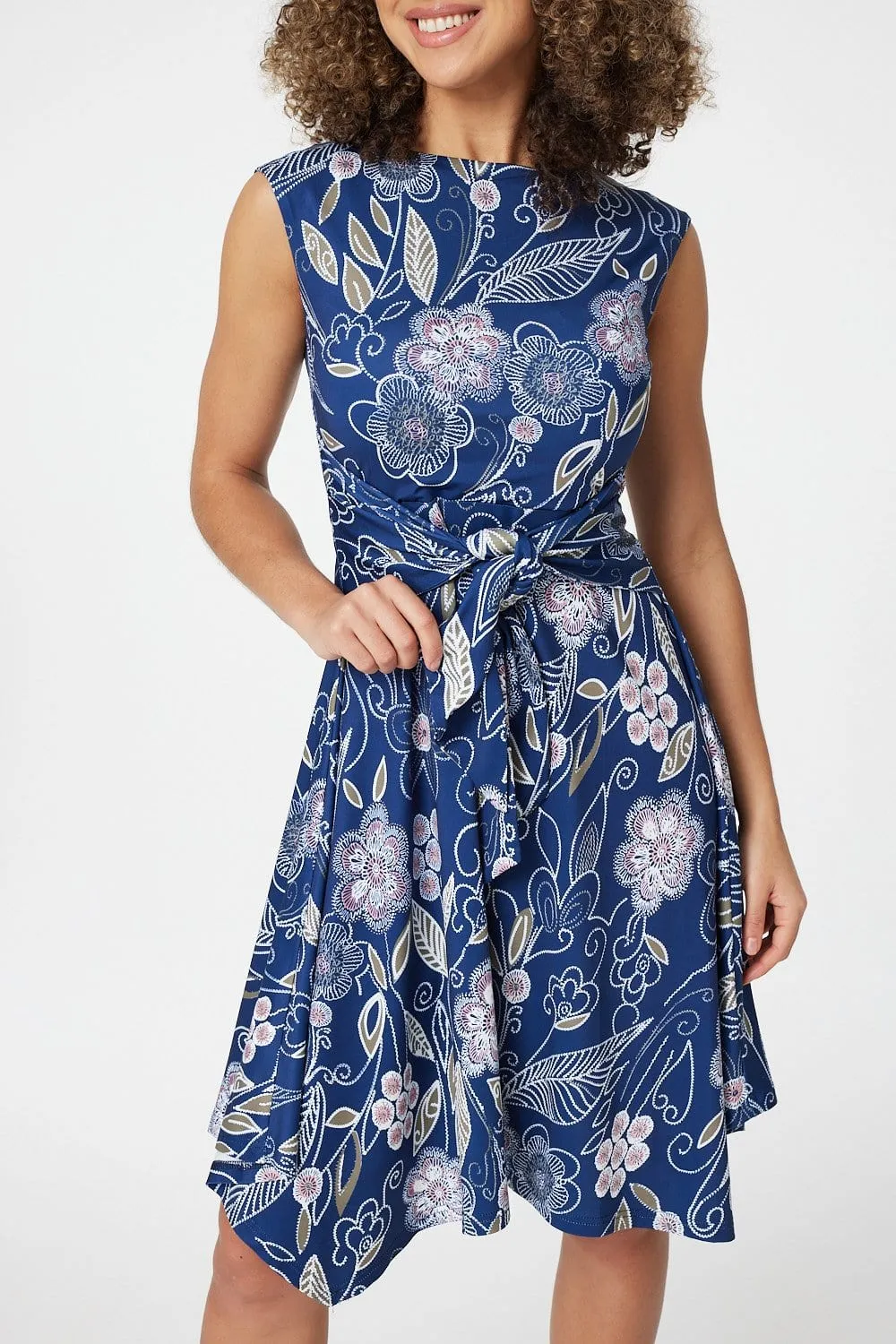 Floral Hanky Hem Skater Dress