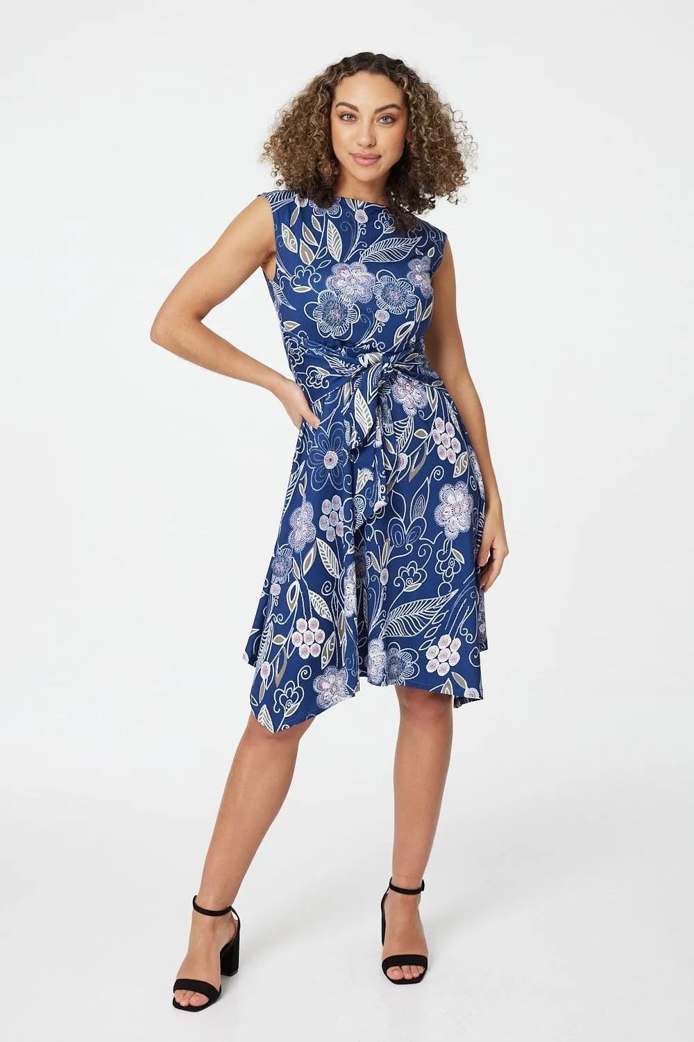 Floral Hanky Hem Skater Dress