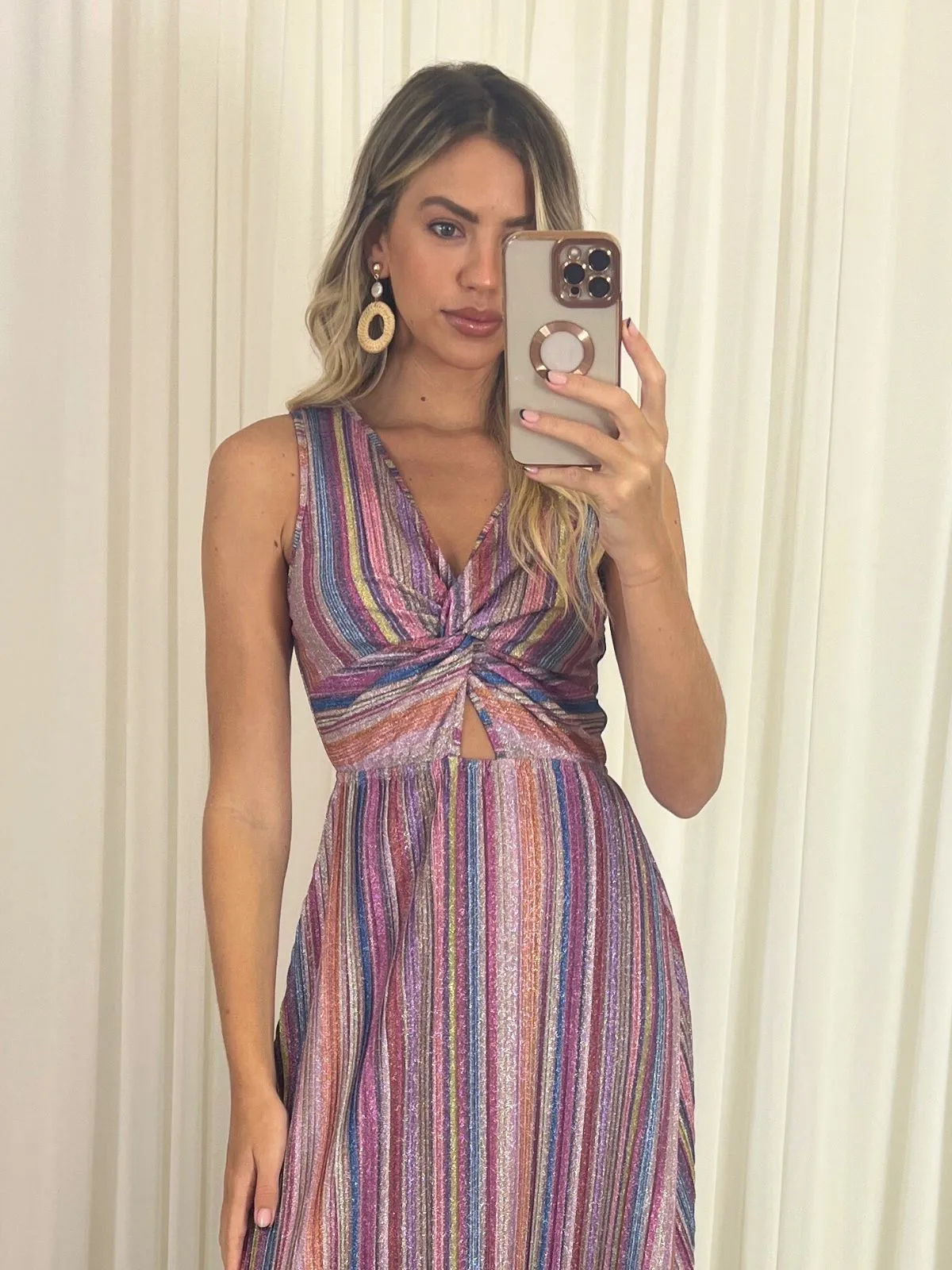 Florence Stripe Sparkle Maxi Dress in Multi