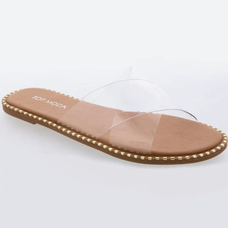 GATETH-22 Clear Flat Sandal