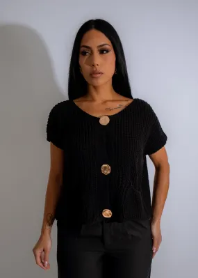 Golden Hour Knit Long Top Black