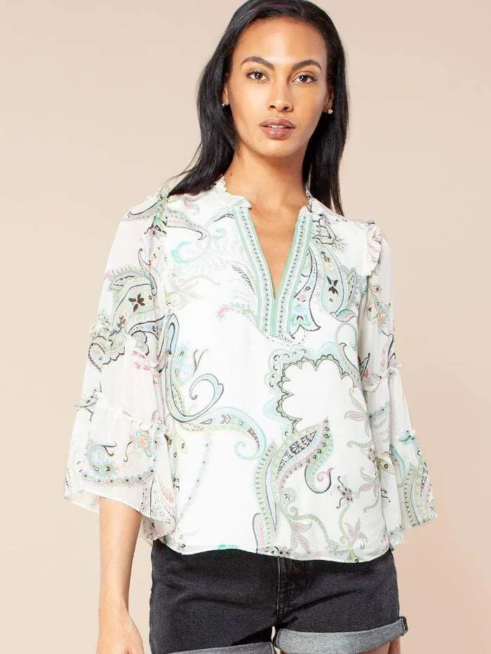 Hale Bob Alma Ivory Printed Blouse 12AW2912 IVO