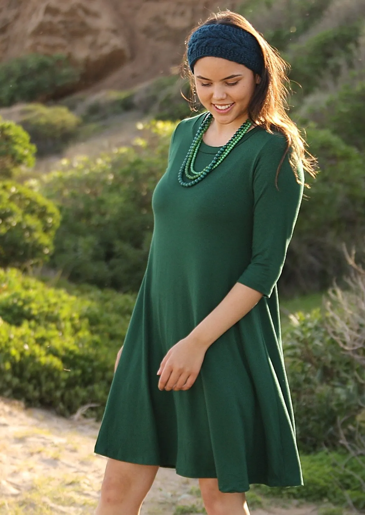 Half Sleeve Jersey Dress Forest Green