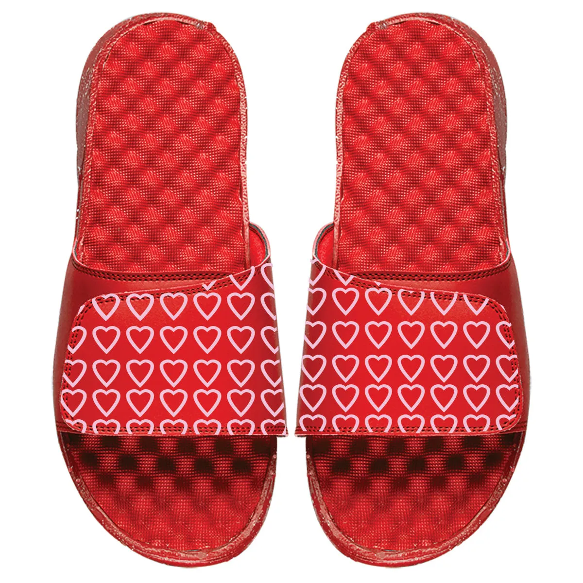 Hearts Pattern Red Slides