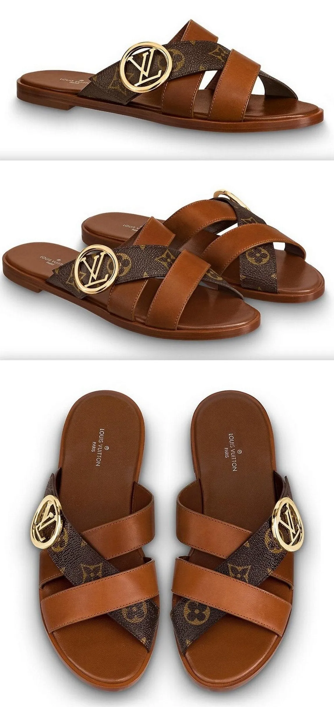 Horizon Flat Mule Sandals, Brown/Monogram