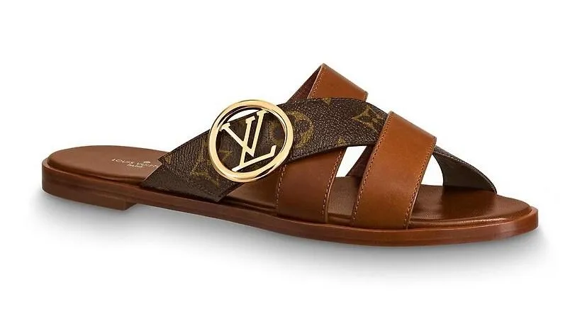 Horizon Flat Mule Sandals, Brown/Monogram