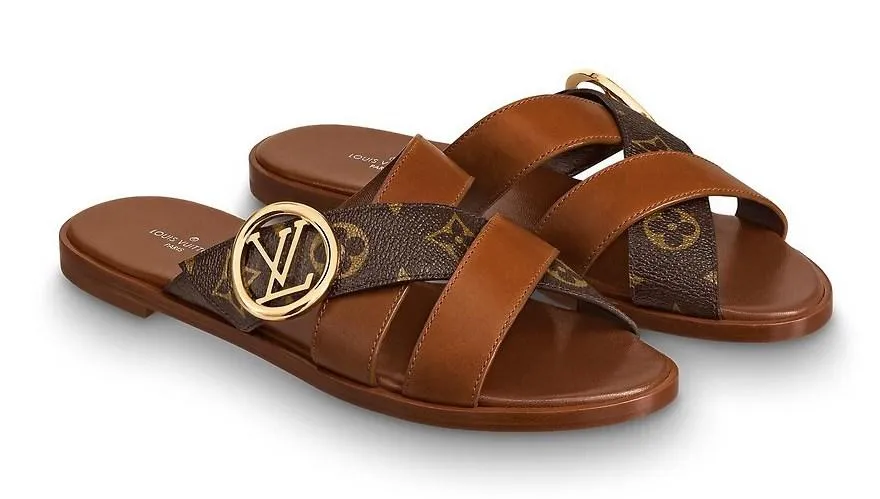 Horizon Flat Mule Sandals, Brown/Monogram