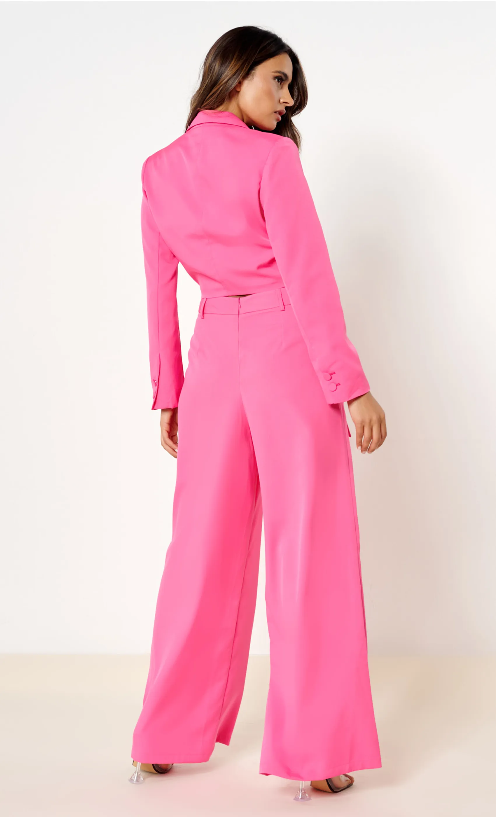 Hot Pink Tailored Tie Wrap Co-ord Blazer