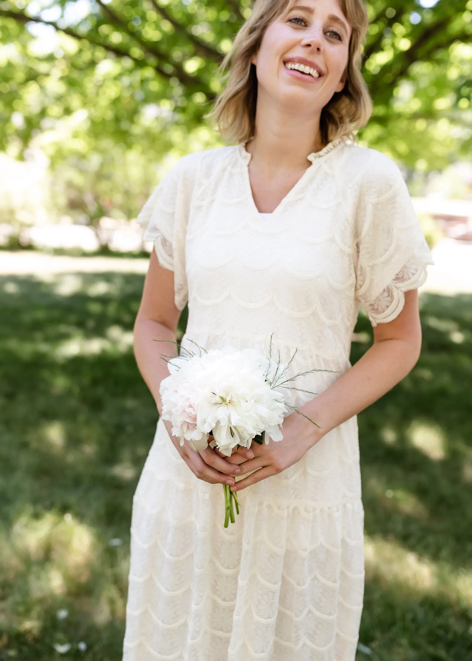 Ivory Lace Overlay Midi Dress - FINAL SALE