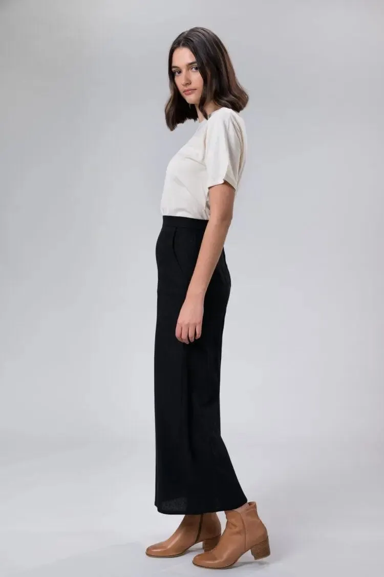 Jemima Pant In Black Linen by Wilga Clothing