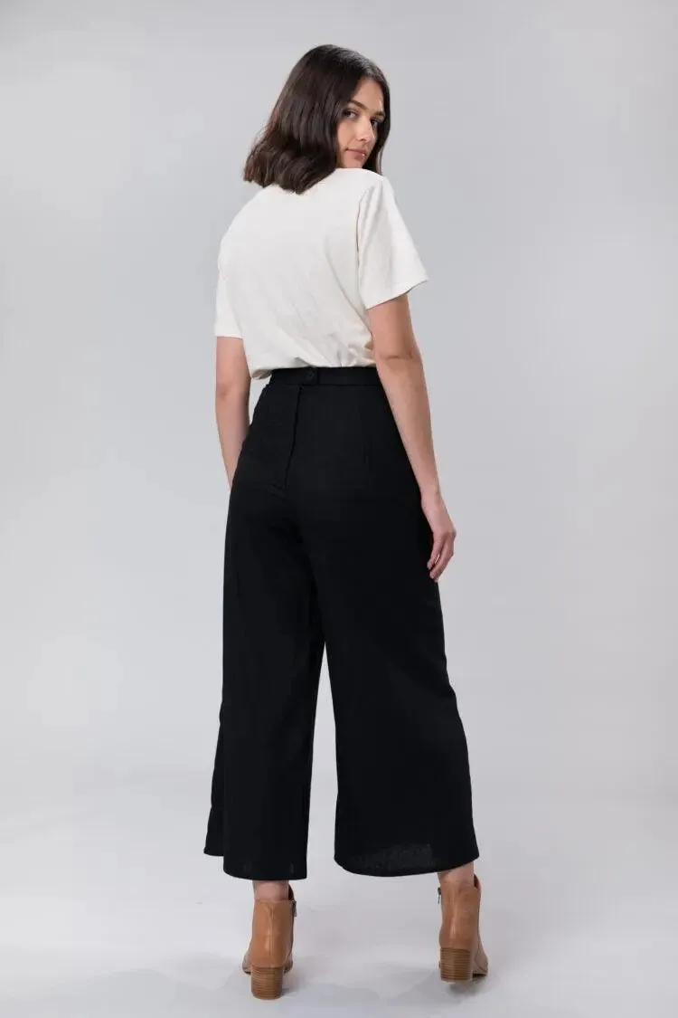 Jemima Pant In Black Linen by Wilga Clothing