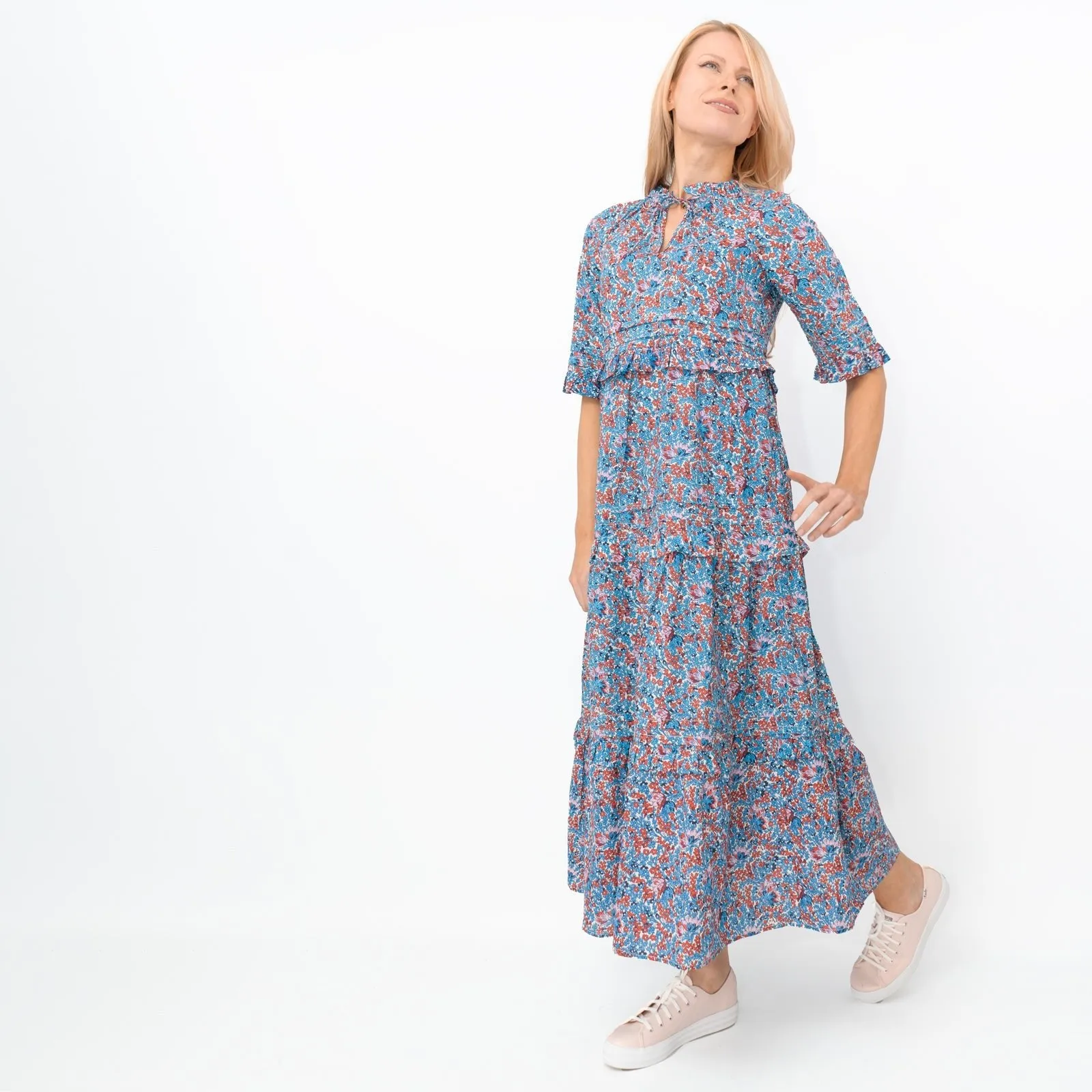 Joules Blue Floral Lia Midi Dress