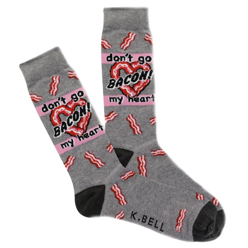 K Bell Mens Bacon My Heart Sock