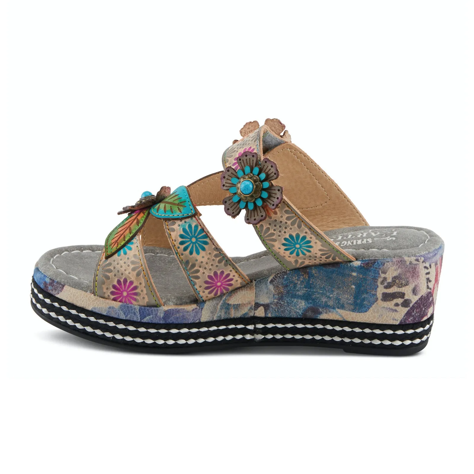 L'Artiste Coastal Wedge Sandal (Women) - Navy Multi