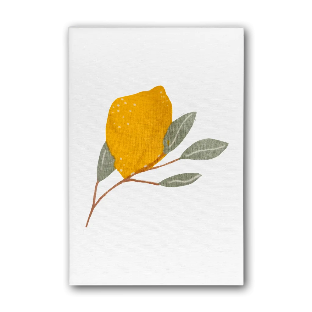 Lemon and Leaves Premium Stretched Canvas