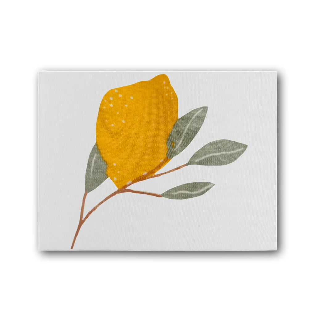 Lemon and Leaves Premium Stretched Canvas