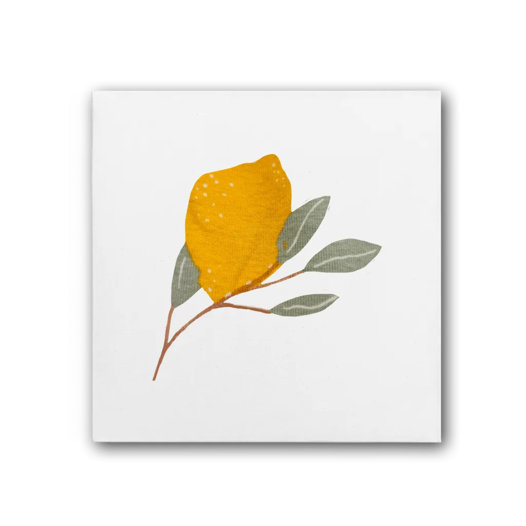 Lemon and Leaves Premium Stretched Canvas