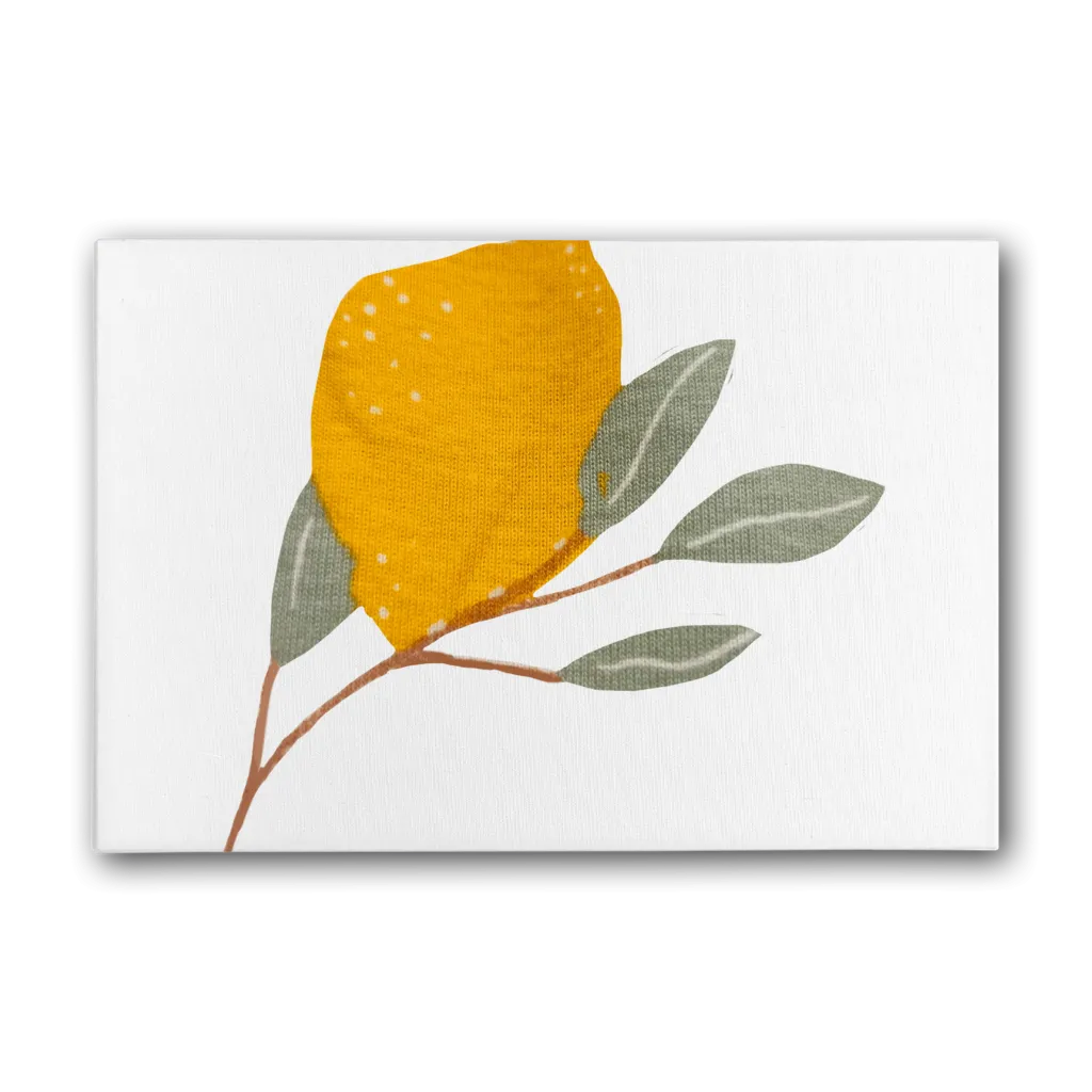 Lemon and Leaves Premium Stretched Canvas