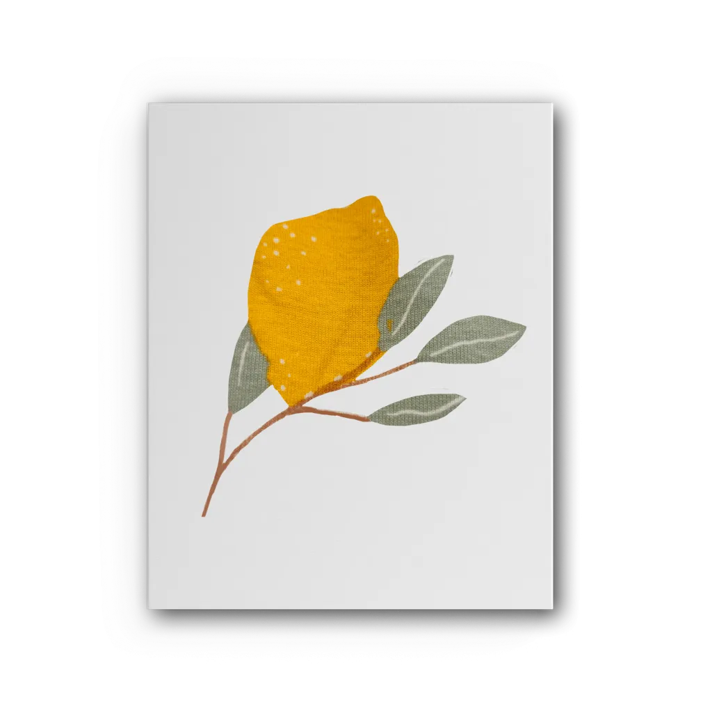 Lemon and Leaves Premium Stretched Canvas