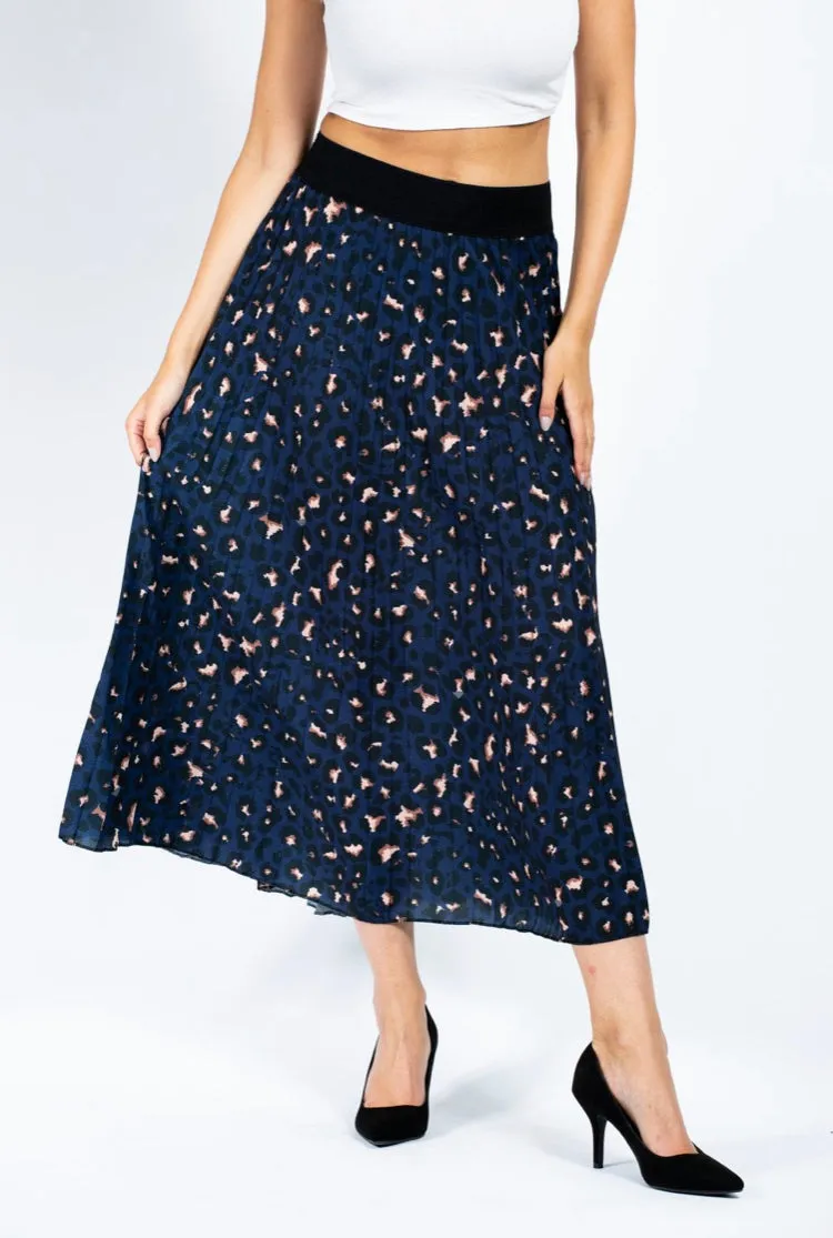 Leopard Pleated Skirt