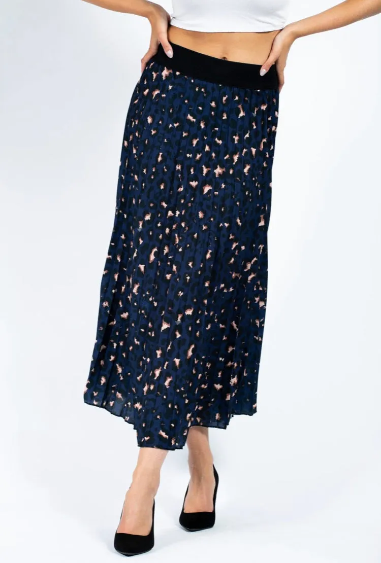 Leopard Pleated Skirt