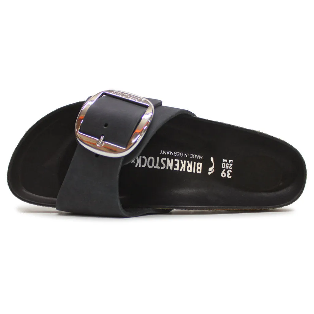 Madrid Big Buckle Oiled Leather Unisex Slides Sandals