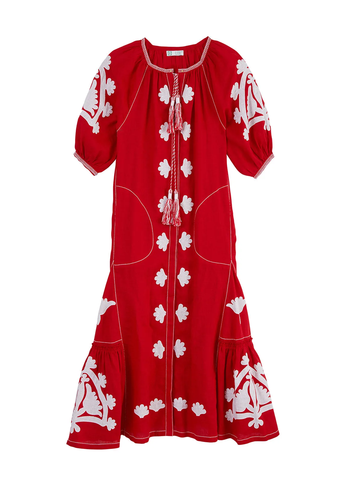 Matisse Embroidered Ukrainian Dress / Kaftan  - Red, White