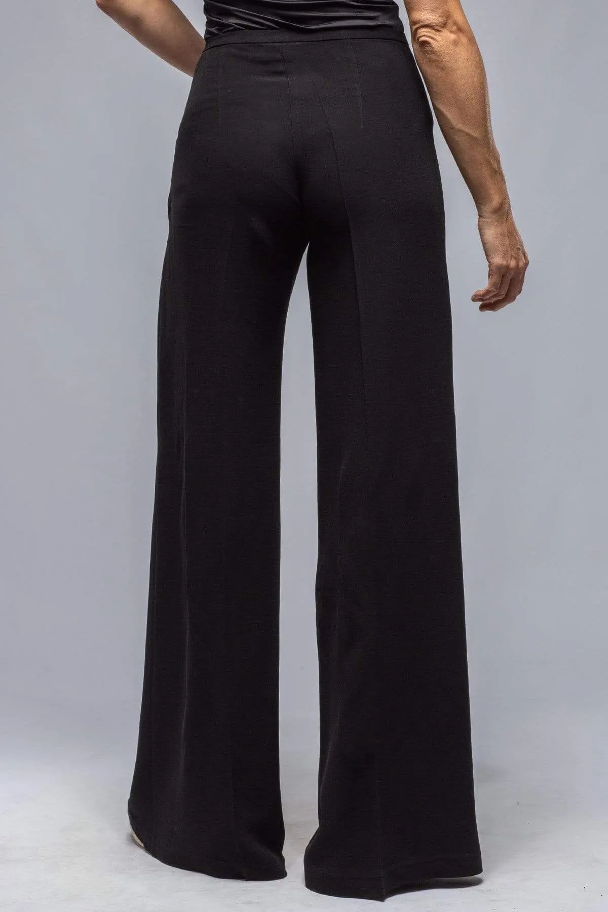 Maxi Wide Leg Pants In Black Crepe