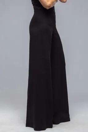 Maxi Wide Leg Pants In Black Crepe