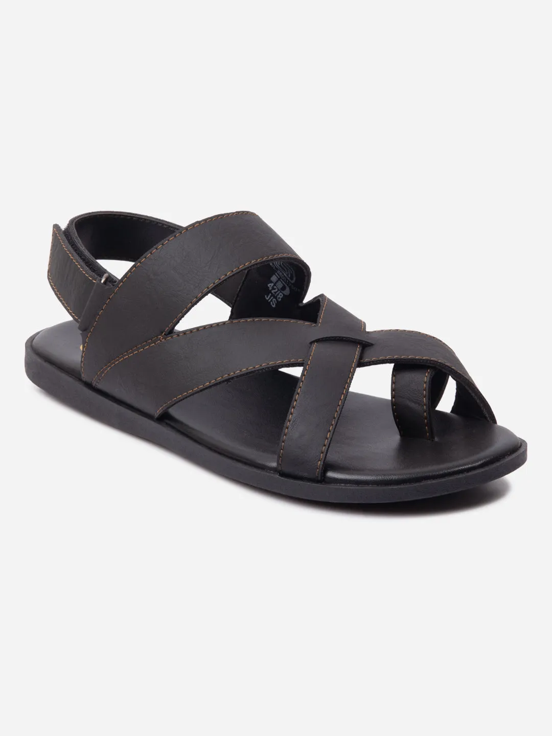 Men's Black Cross Strap Casual Sandals (IX5017)