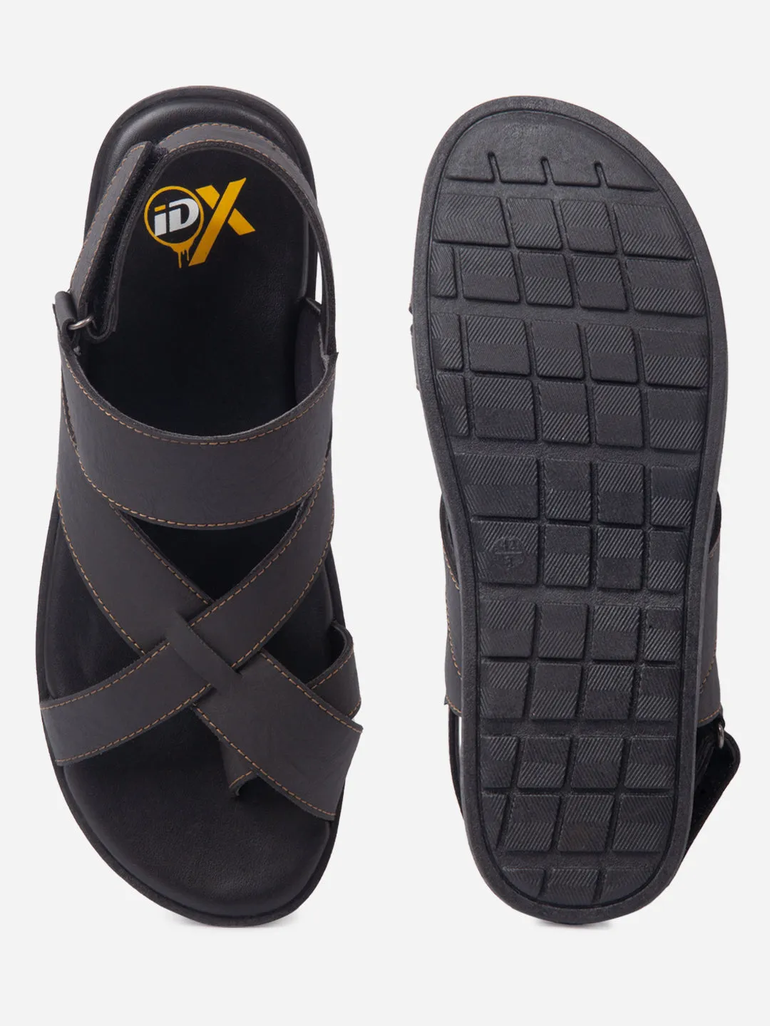 Men's Black Cross Strap Casual Sandals (IX5017)