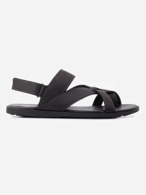 Men's Black Cross Strap Casual Sandals (IX5017)