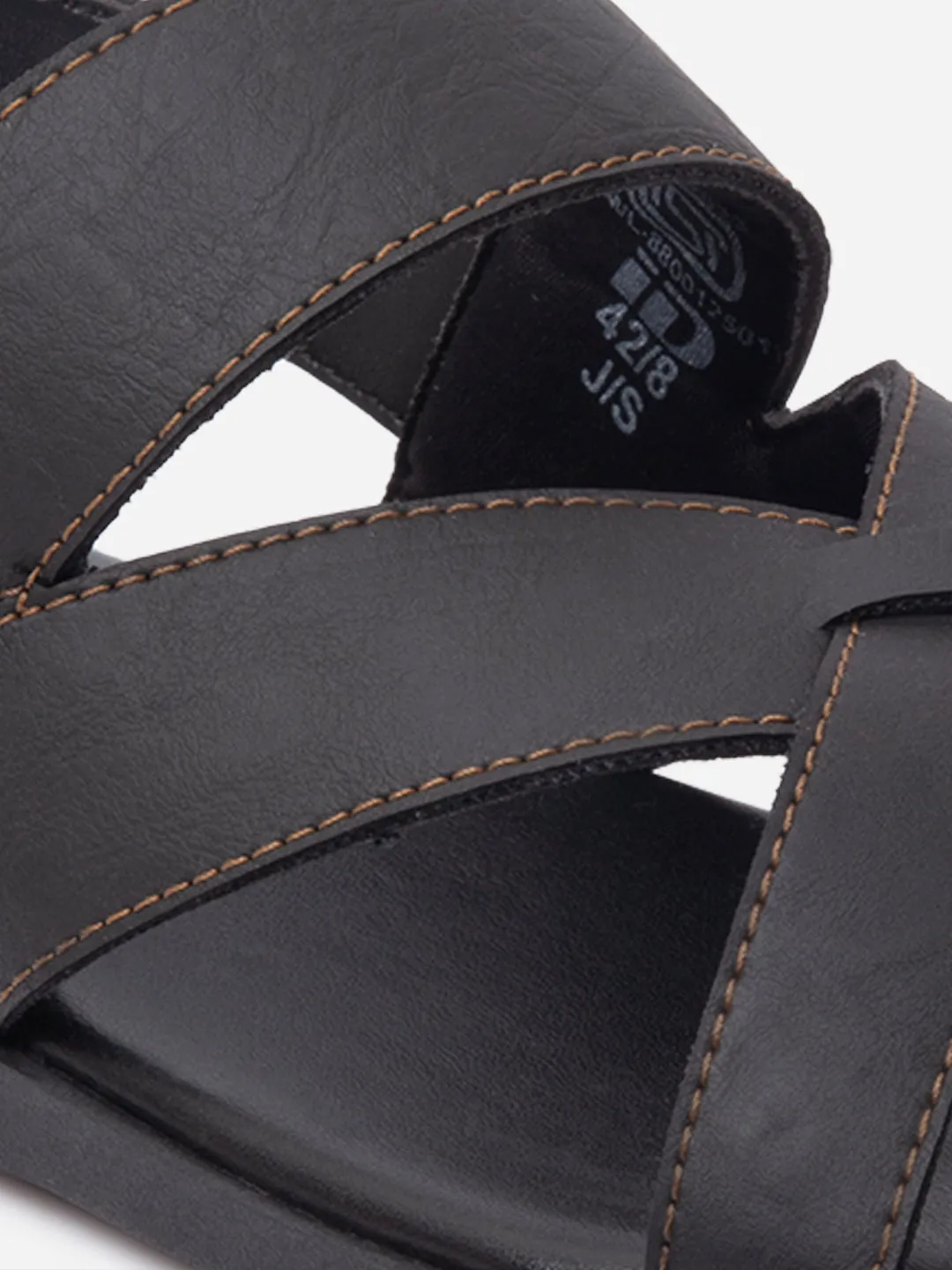 Men's Black Cross Strap Casual Sandals (IX5017)