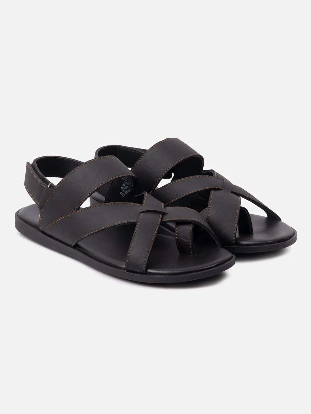 Men's Black Cross Strap Casual Sandals (IX5017)