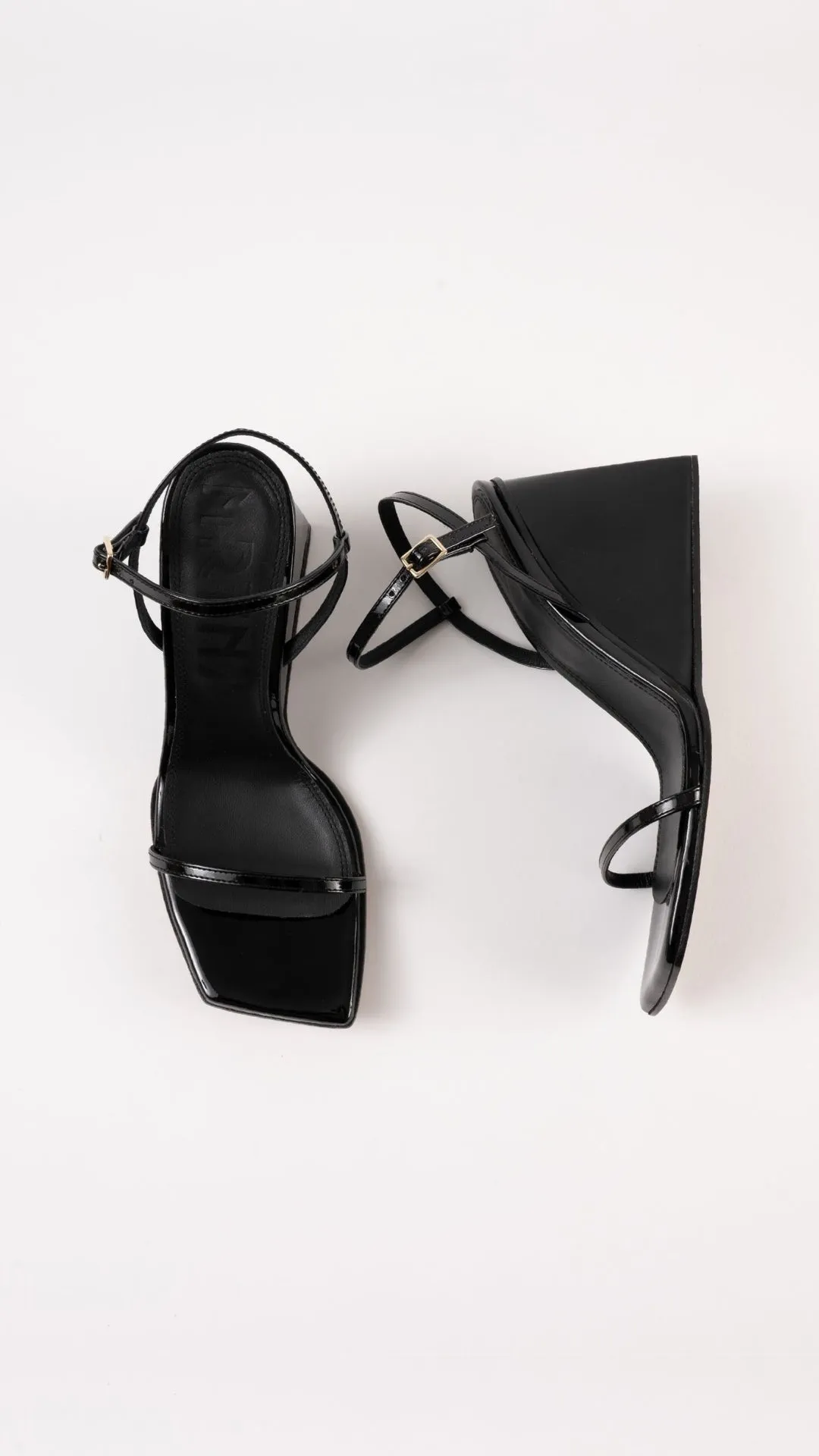 MIRTA - Black Patent Leather Sandals