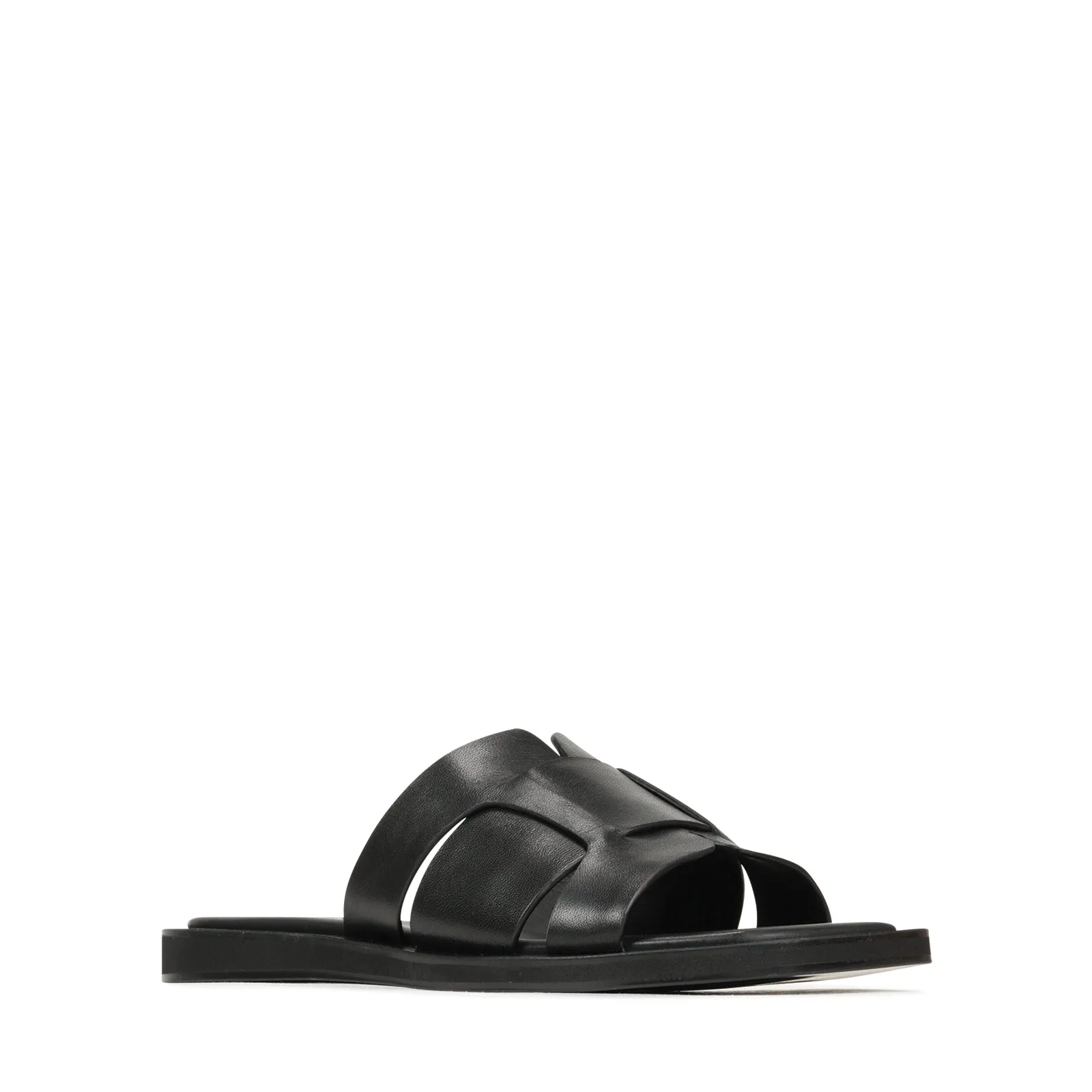 MISAKI LEATHER SLIDE SANDALS