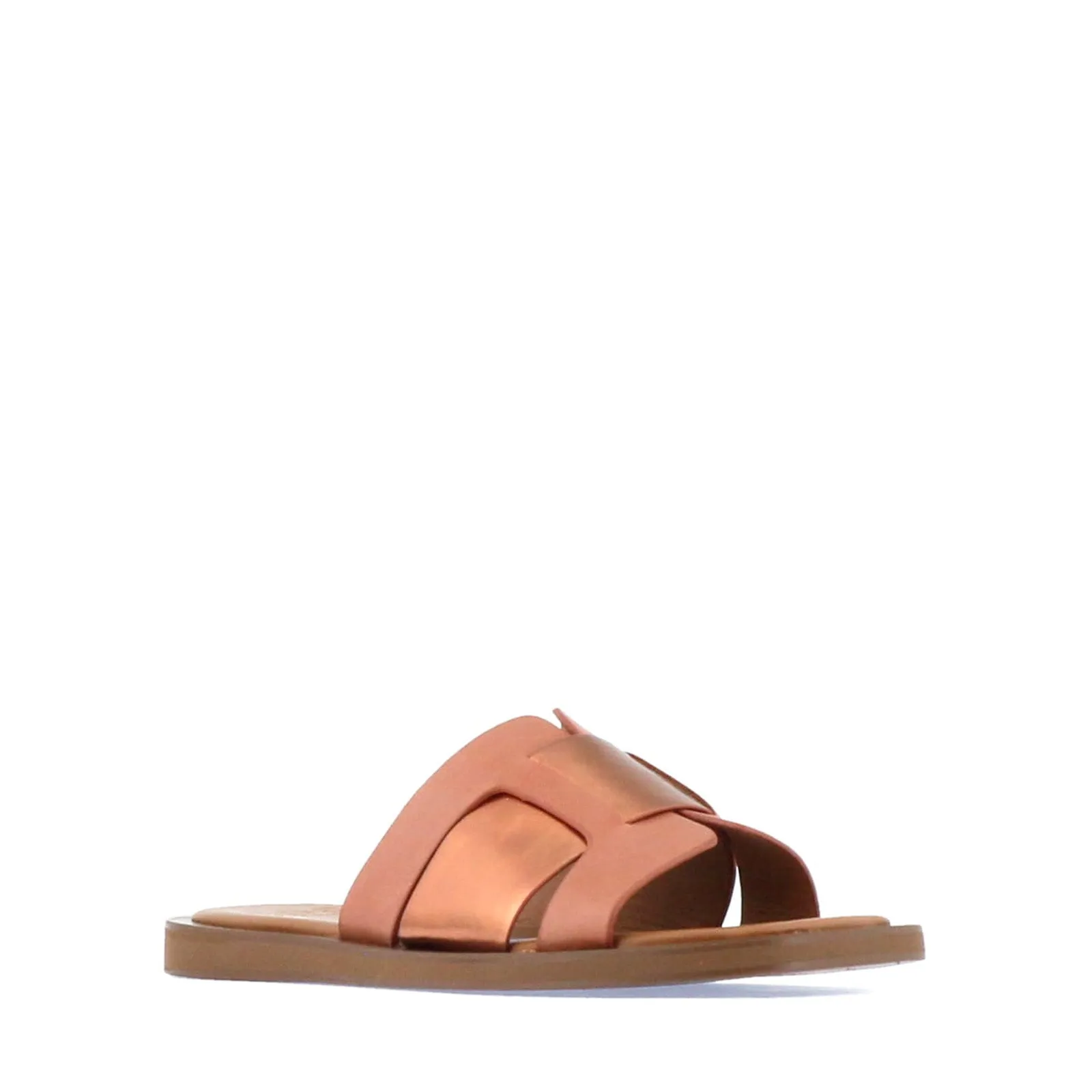 MISAKI LEATHER SLIDE SANDALS