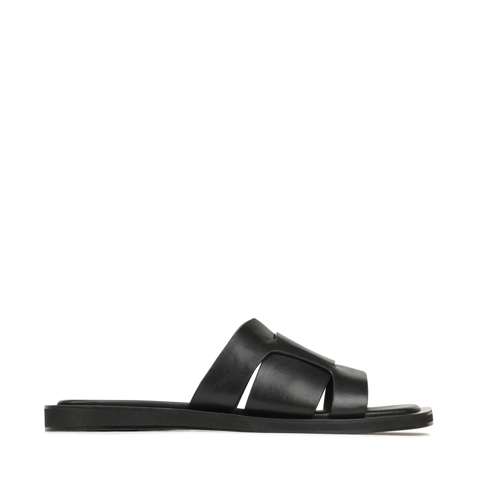 MISAKI LEATHER SLIDE SANDALS