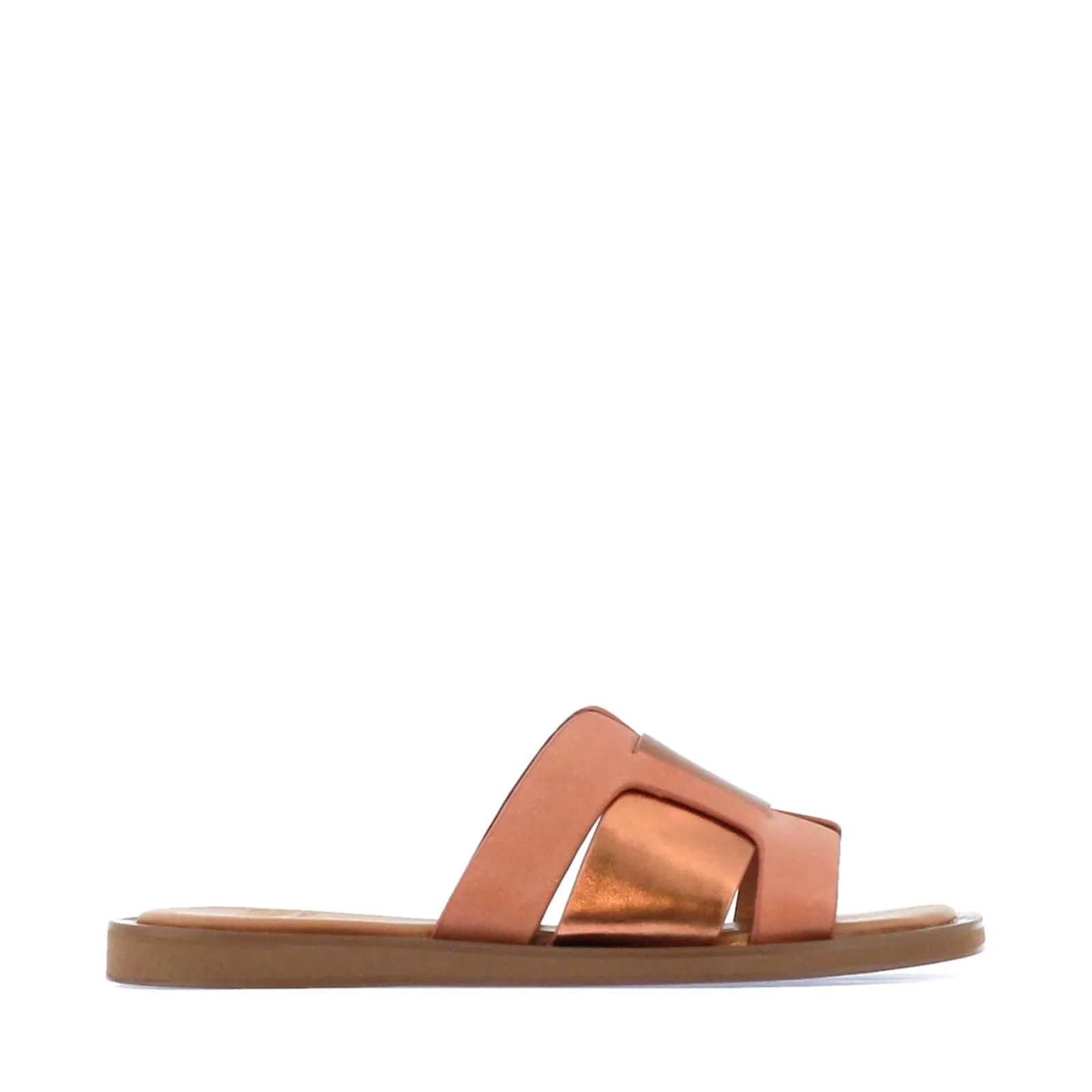 MISAKI LEATHER SLIDE SANDALS