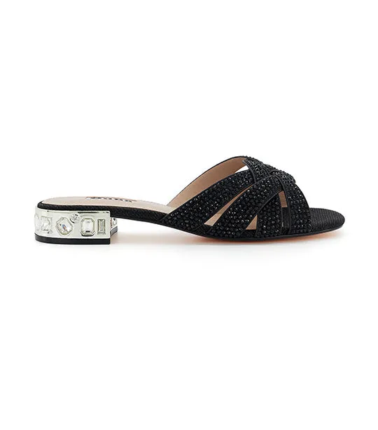 Nexie Jeweled Heel Dressy Flat Black