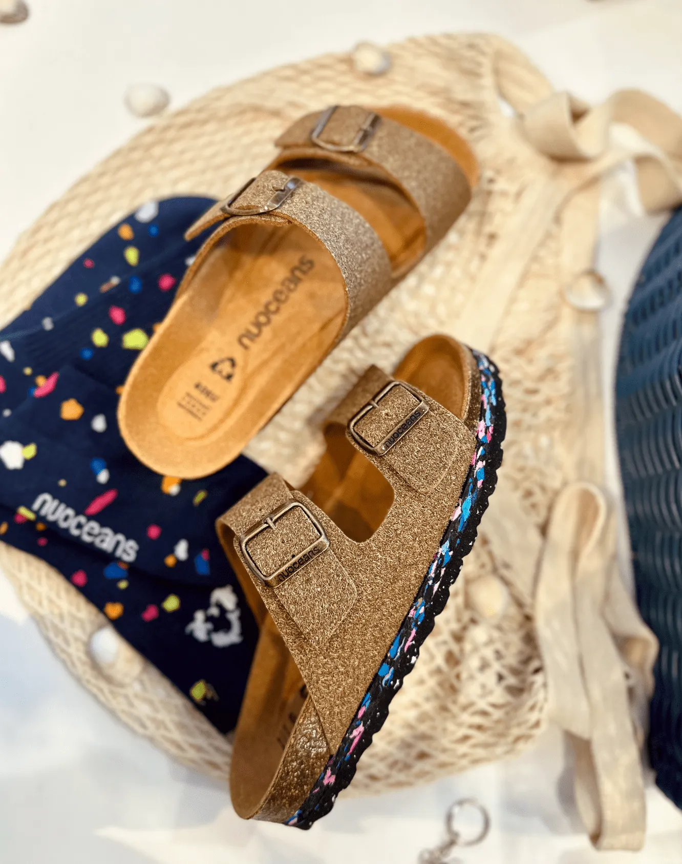 Nuo Palm Tree Fibre & Cork Buckled Sandals | Coco